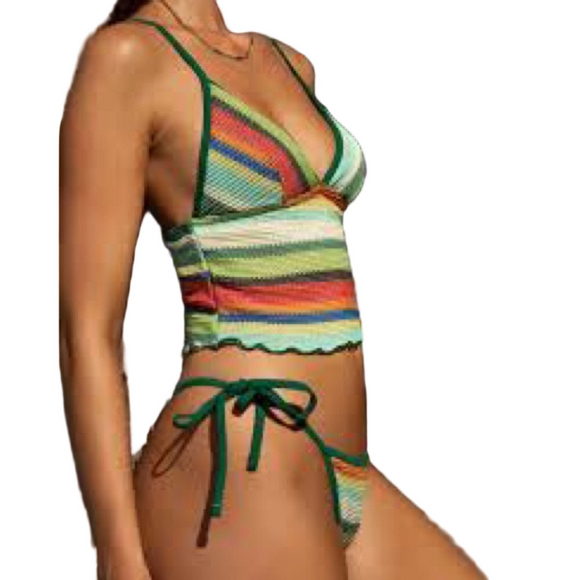 Seamolly Striped Tie Side Tankini Set Sz XL - Picture 2 of 8